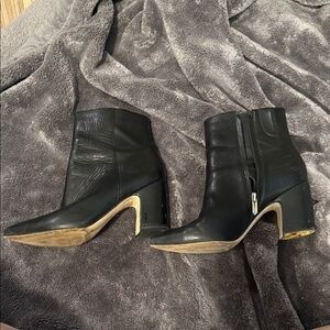 Sam Edelman Hilty Black Leather Ankle Boots 7